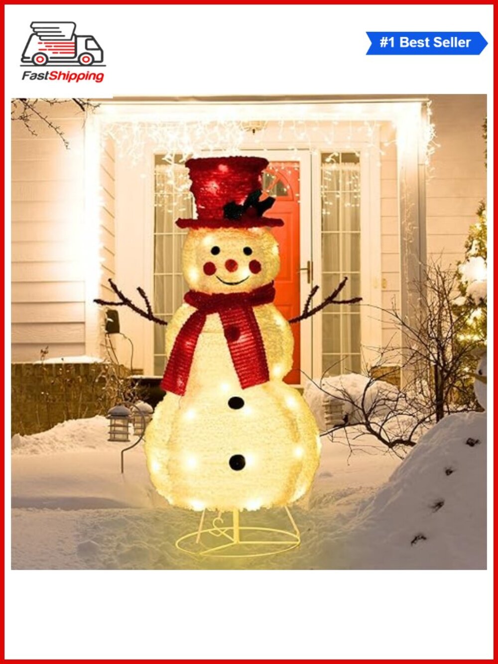 🎅 Lighted Christmas Snowman Yard Decoration 2.3FT Outdoor 60 LED
